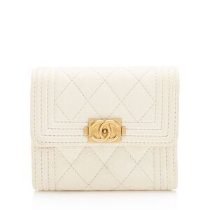 Chanel Caviar Leather Boy Compact Wallet